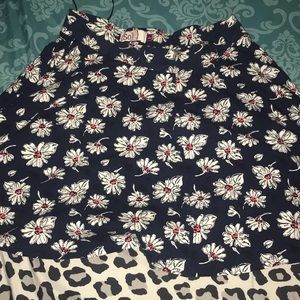 Flowery, navy skirt
